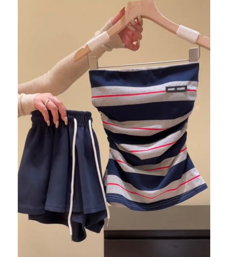 本当のレビュー！熱い女の子を着ている女性のためのストライプストラップレストップピュアチャイニーズスリムショートベストトレンディ