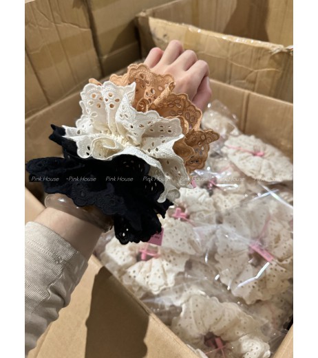 ピンクハウスオリジナルの本当の写真！同じオフホワイト中空の大腸のフランスの髪のリング本物のバージョン